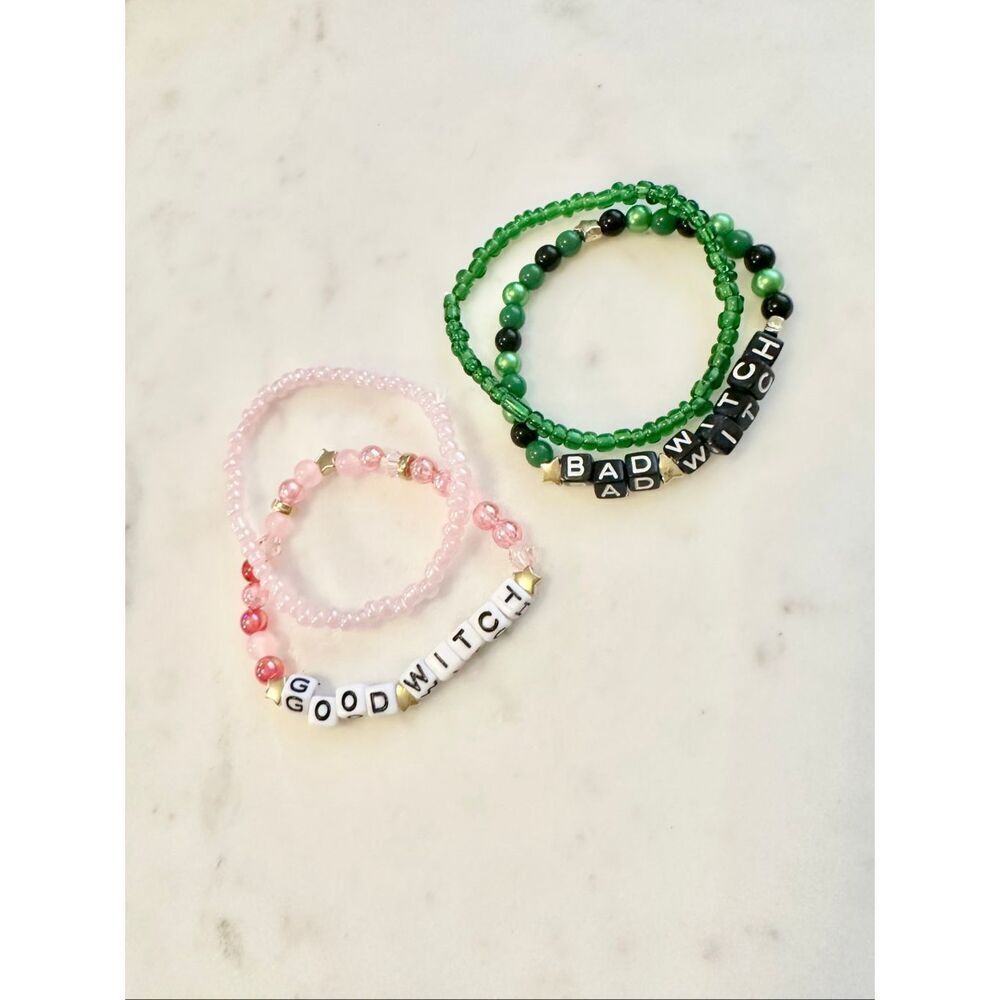Wicked Good Witch & Bad Witch Matching Beaded Bracelet Set
